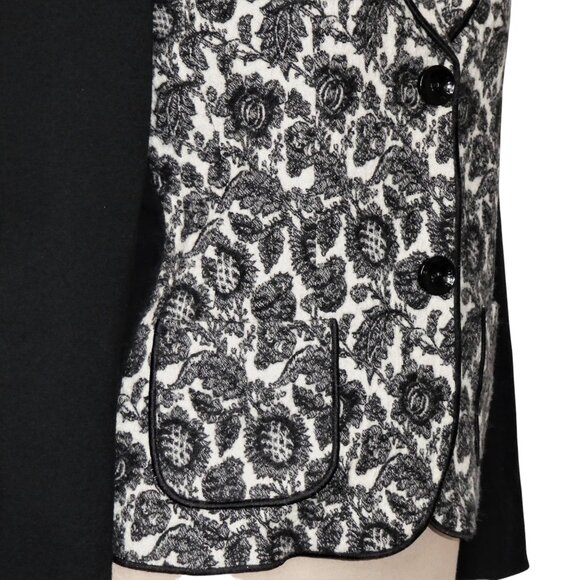 Hauber Black and white floral front wool Blend Knit Blazer Size 8 - Picture 4 of 13